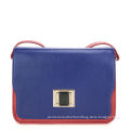 Customized Single Strap Blue Ladies Leather Handbag Casual , Metal Lock